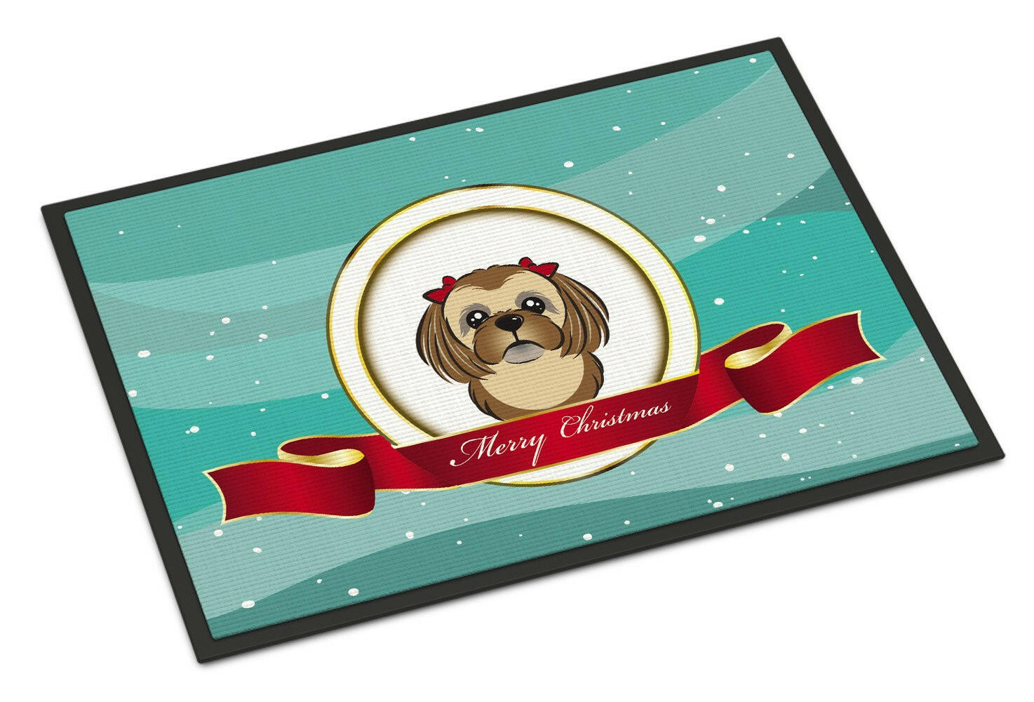 Chocolate Brown Shih Tzu Merry Christmas Indoor or Outdoor Mat 24x36 BB1559JMAT - the-store.com