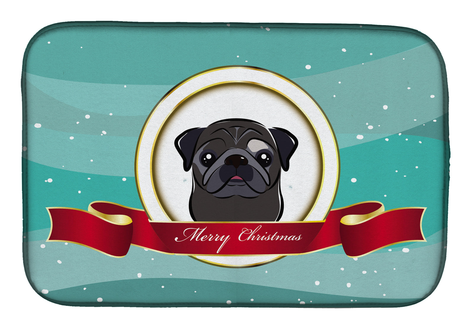 Black Pug Merry Christmas Dish Drying Mat BB1573DDM  the-store.com.