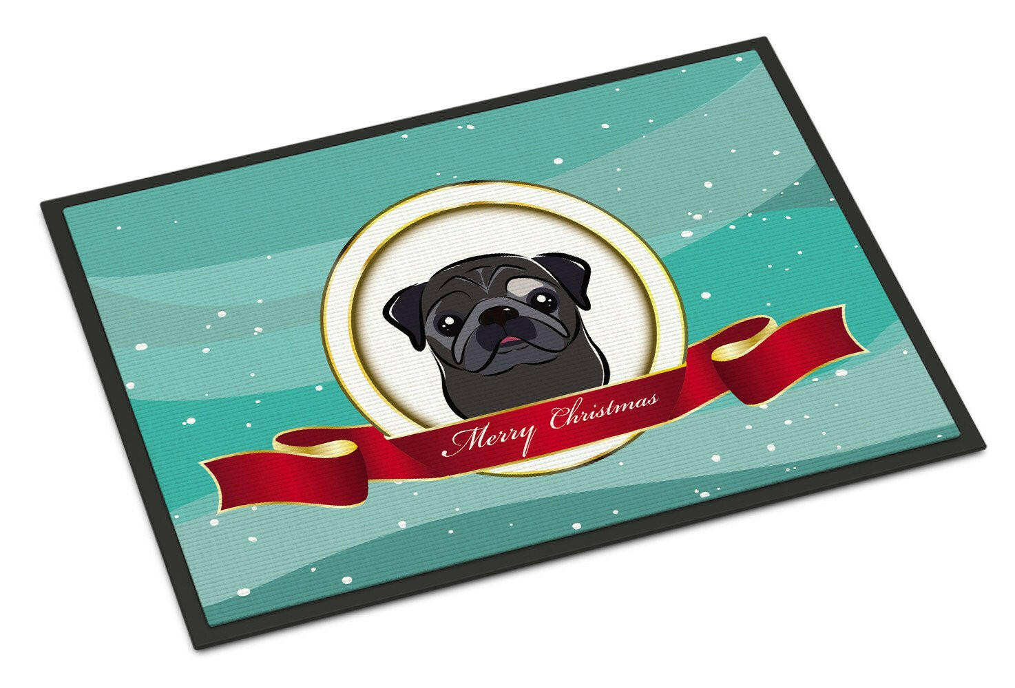 Black Pug Merry Christmas Indoor or Outdoor Mat 24x36 BB1573JMAT - the-store.com