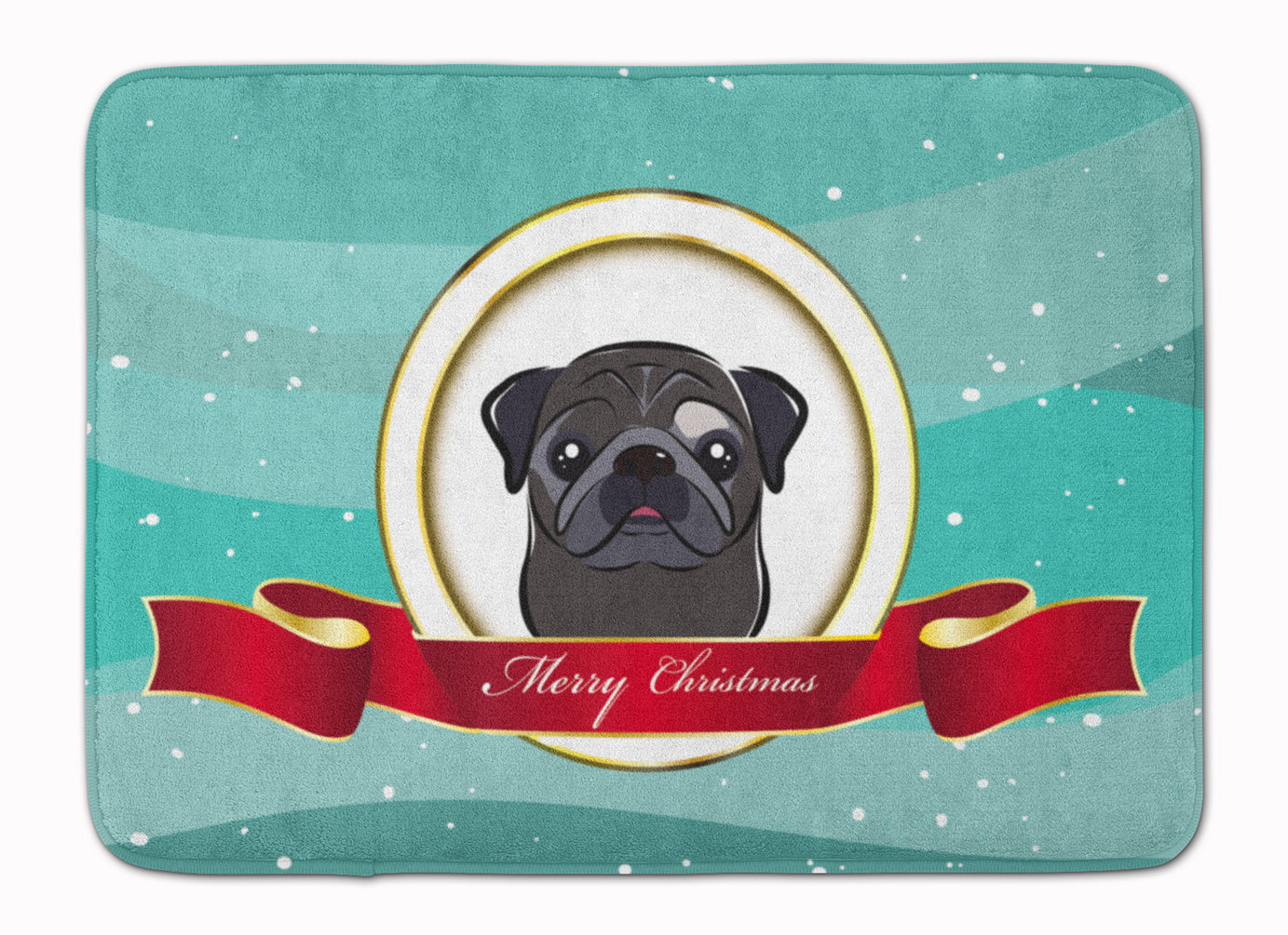 Black Pug Merry Christmas Machine Washable Memory Foam Mat BB1573RUG - the-store.com