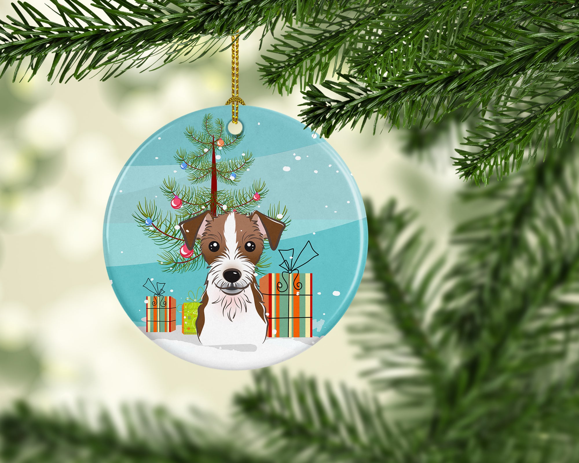 Christmas Tree and Jack Russell Terrier Ceramic Ornament BB1574CO1 - the-store.com