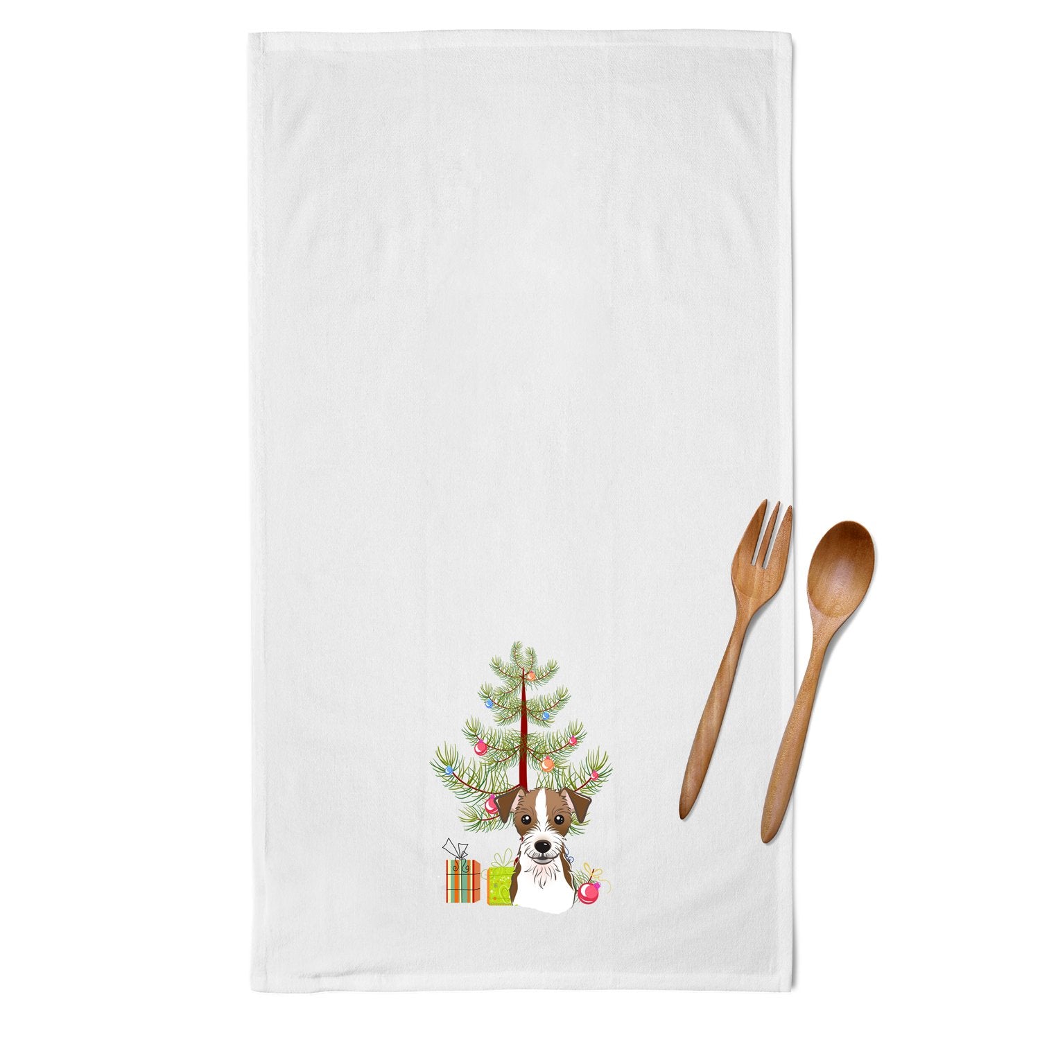 Christmas Tree and Jack Russell Terrier White Kitchen Towel Set of 2 BB1574WTKT by Caroline's Treasures