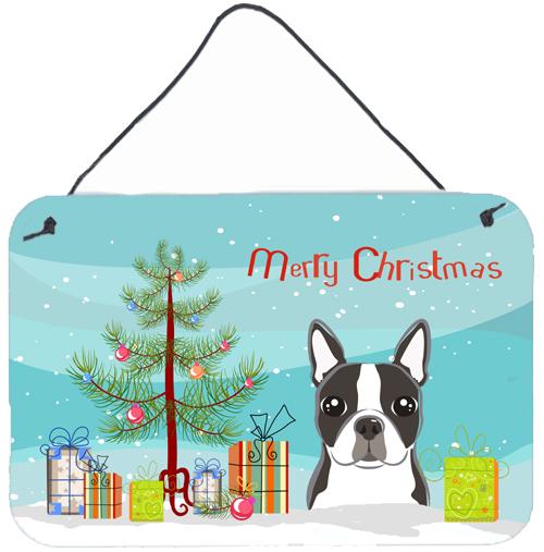 Christmas Tree and Boston Terrier Wall or Door Hanging Prints by Caroline&#39;s Treasures