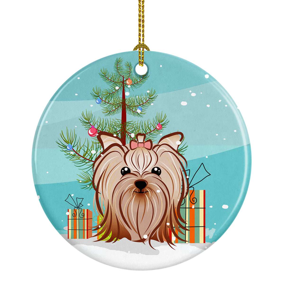 Christmas Tree and Yorkie Yorkishire Terrier Ceramic Ornament BB1576CO1 - the-store.com