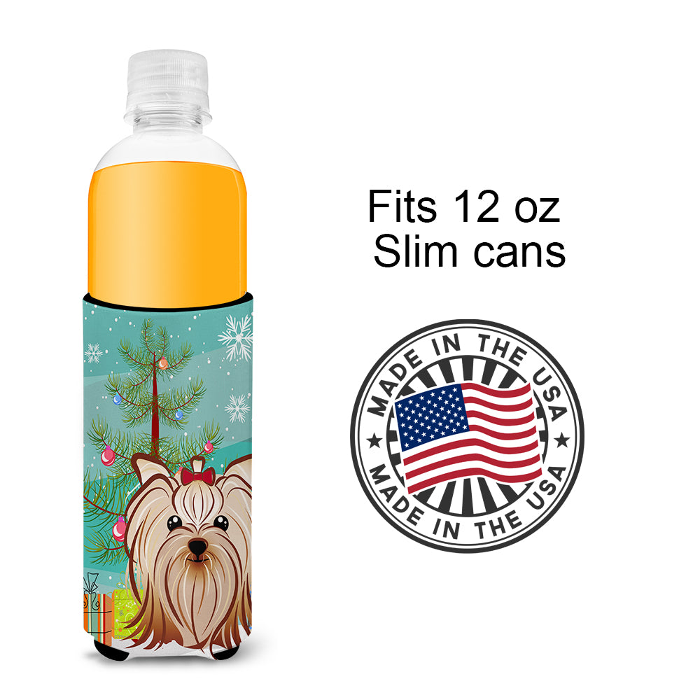 Christmas Tree and Yorkie Yorkshire Terrier Ultra Beverage Insulators for slim cans BB1576MUK  the-store.com.