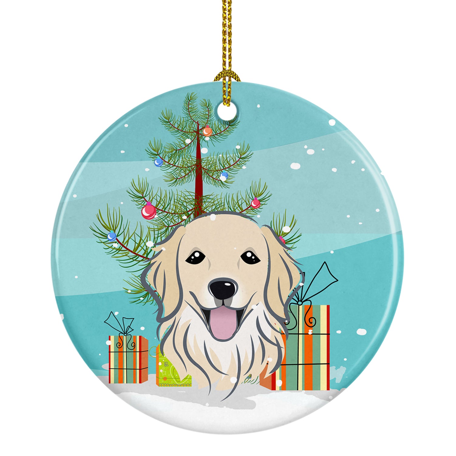 Christmas Tree and Golden Retriever Ceramic Ornament BB1577CO1 - the-store.com