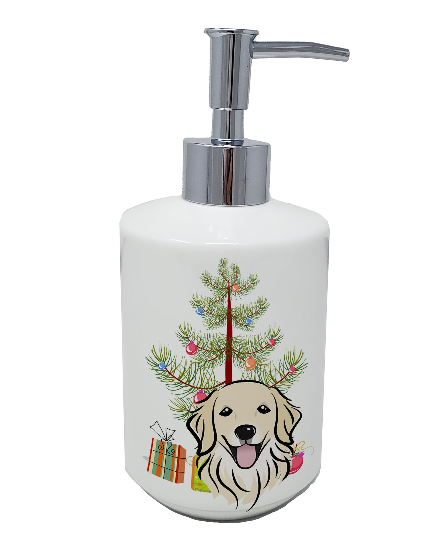 Buy this Christmas Tree and Golden Retriever Ceramic Soap Dispenser