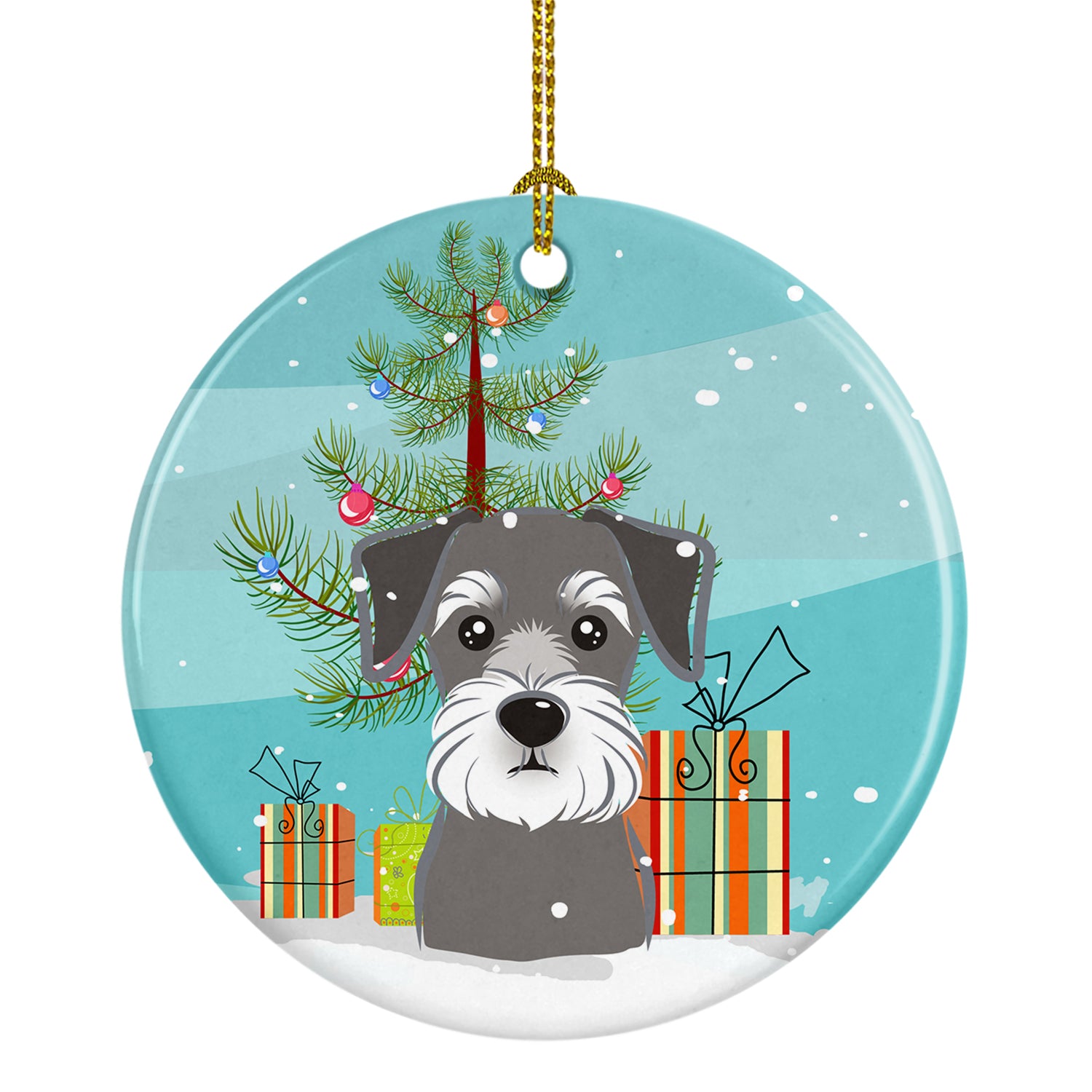 Christmas Tree and Schnauzer Ceramic Ornament BB1578CO1 - the-store.com