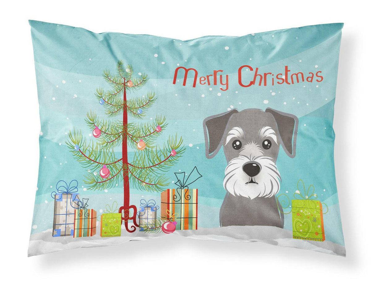 Christmas Tree and Schnauzer Fabric Standard Pillowcase BB1578PILLOWCASE by Caroline&#39;s Treasures