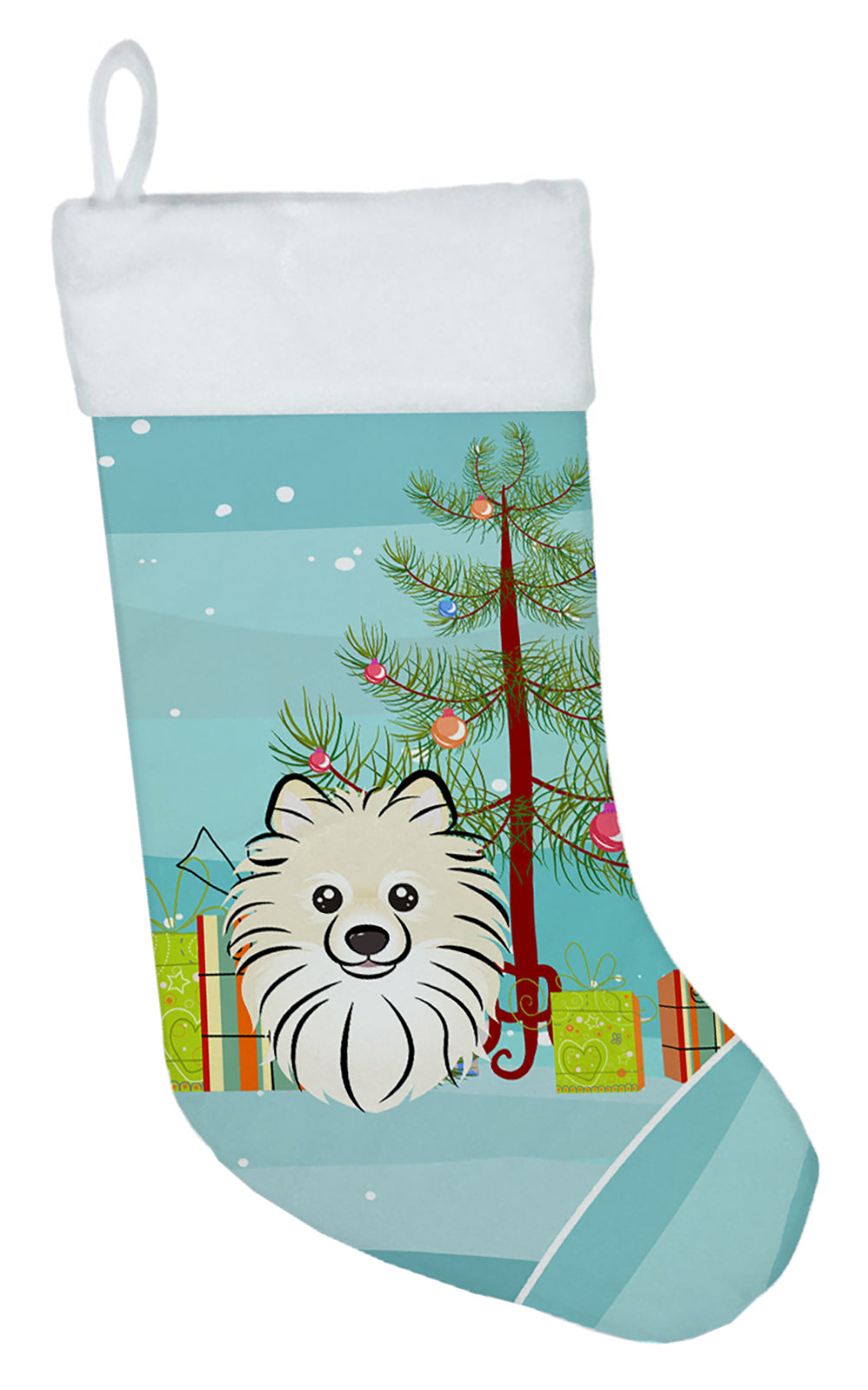 Christmas Tree and Pomeranian Christmas Stocking BB1579CS  the-store.com.