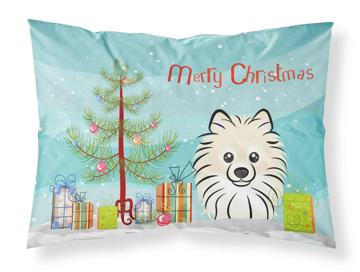 Christmas Tree and Pomeranian Fabric Standard Pillowcase BB1579PILLOWCASE by Caroline&#39;s Treasures