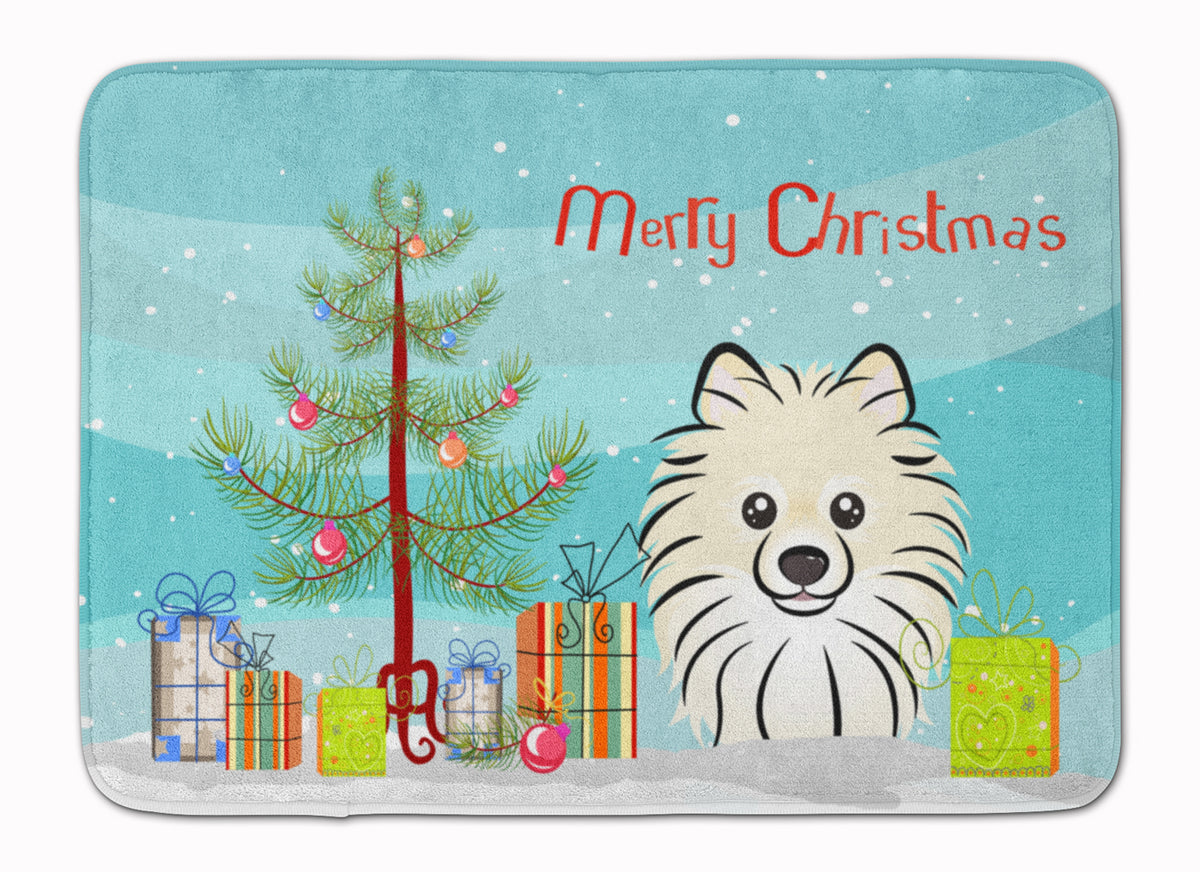 Christmas Tree and Pomeranian Machine Washable Memory Foam Mat BB1579RUG - the-store.com