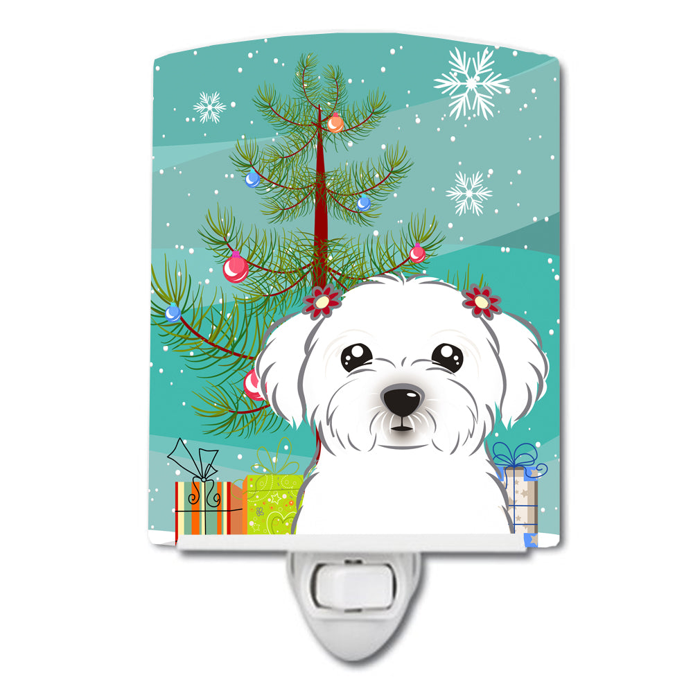 Christmas Tree and Maltese Ceramic Night Light BB1580CNL - the-store.com