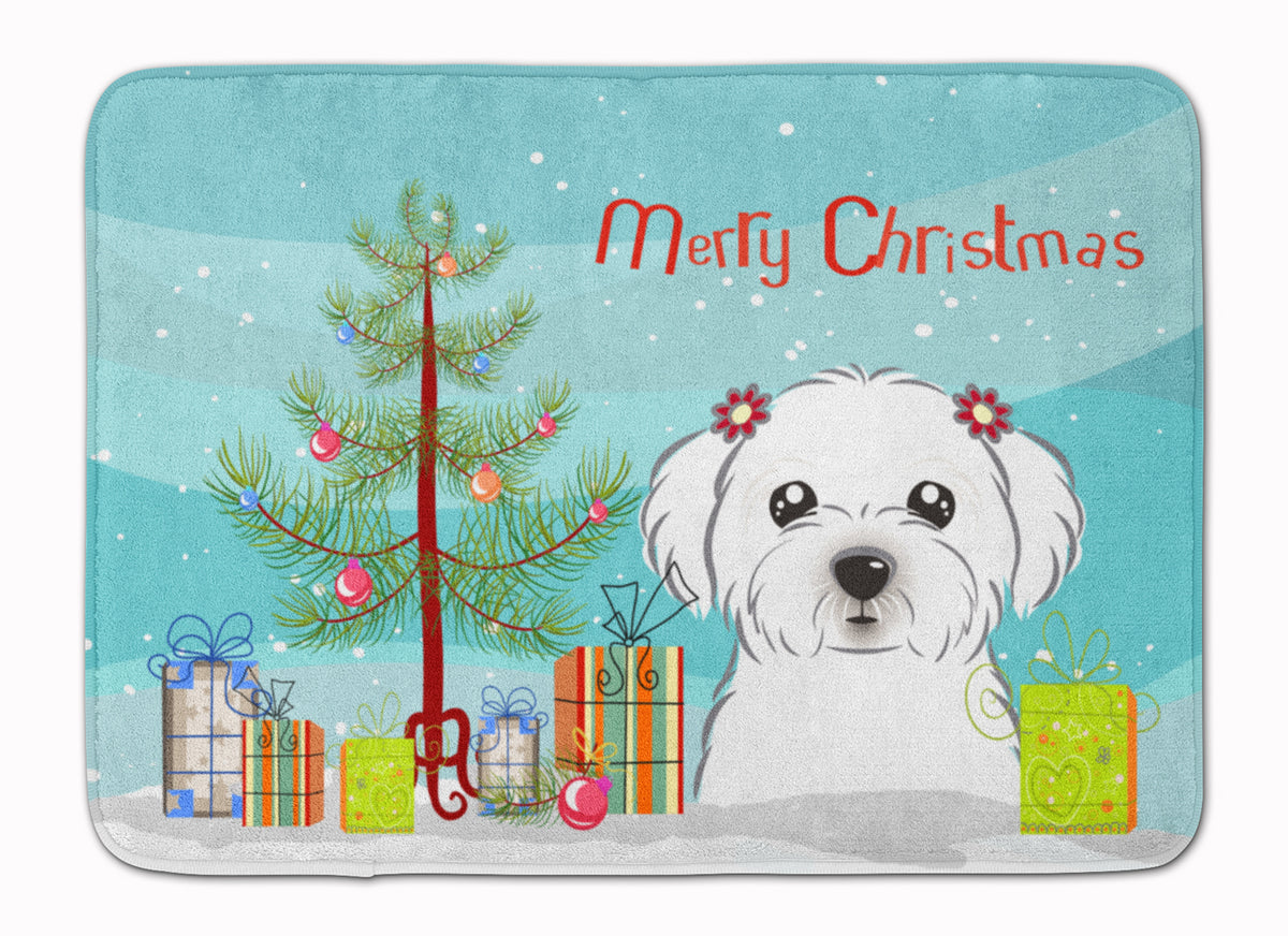 Christmas Tree and Maltese Machine Washable Memory Foam Mat BB1580RUG - the-store.com