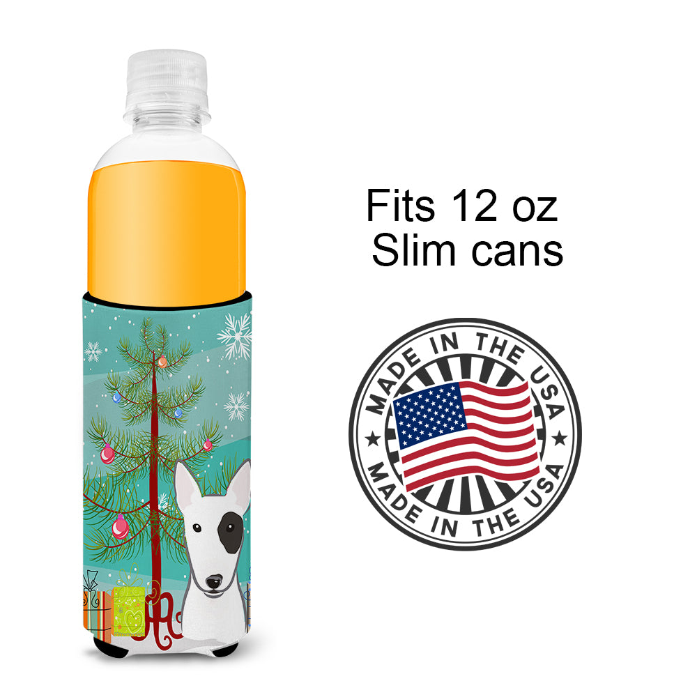 Christmas Tree and Bull Terrier Ultra Beverage Insulators for slim cans BB1581MUK  the-store.com.