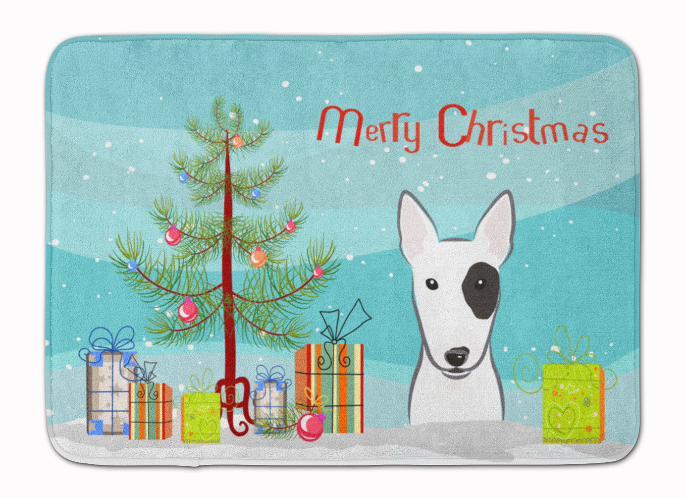 Christmas Tree and Bull Terrier Machine Washable Memory Foam Mat BB1581RUG - the-store.com