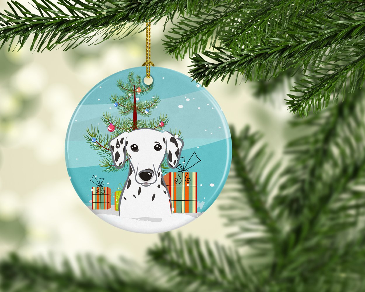 Christmas Tree and Dalmatian Ceramic Ornament BB1582CO1 by Caroline's Treasures