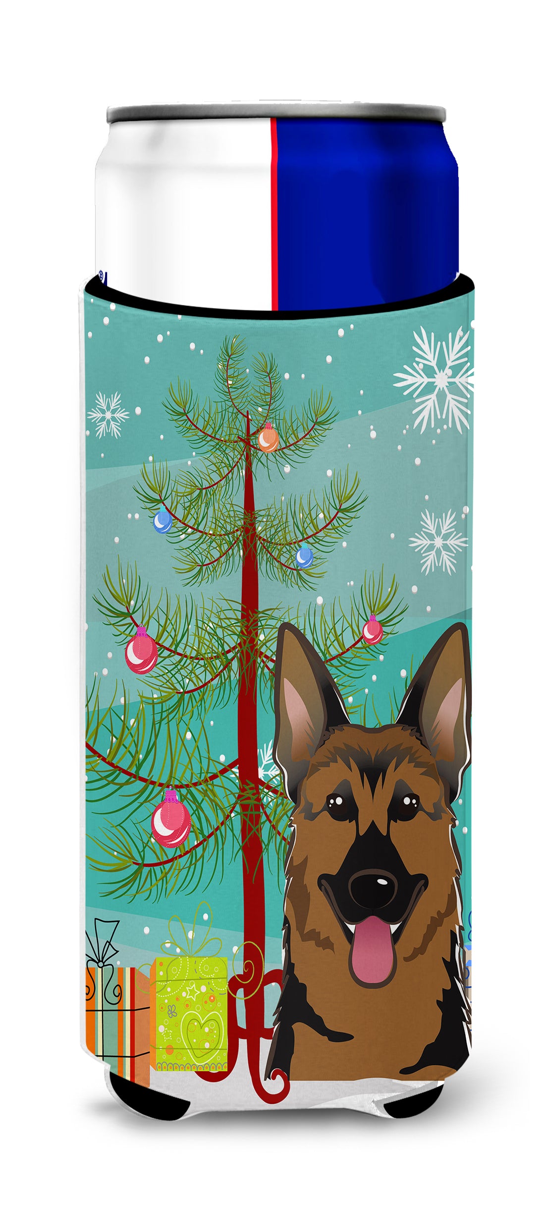 Christmas Tree and German Shepherd Ultra Beverage Insulators for slim cans BB1583MUK  the-store.com.