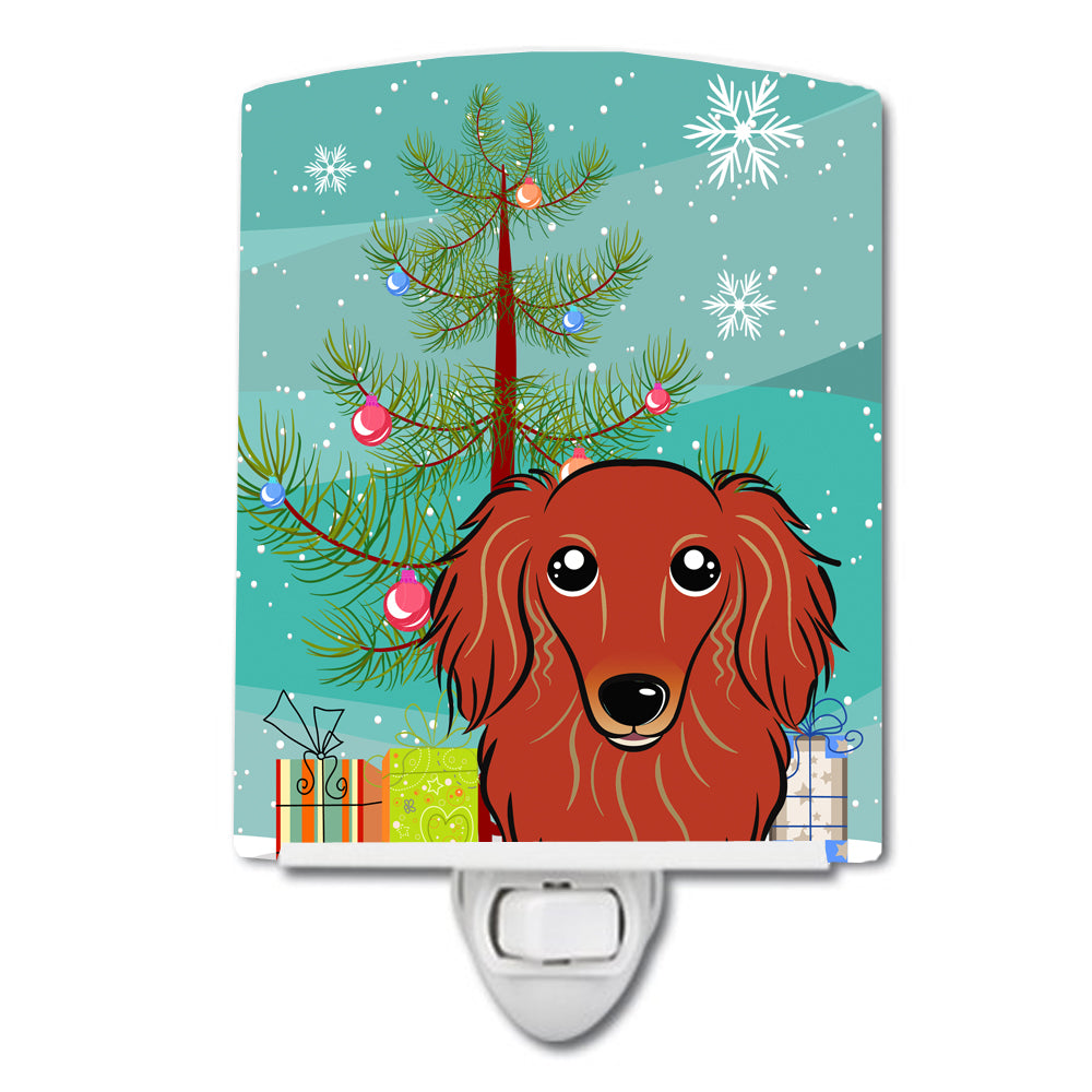 Christmas Tree and Longhair Red Dachshund Ceramic Night Light BB1586CNL - the-store.com