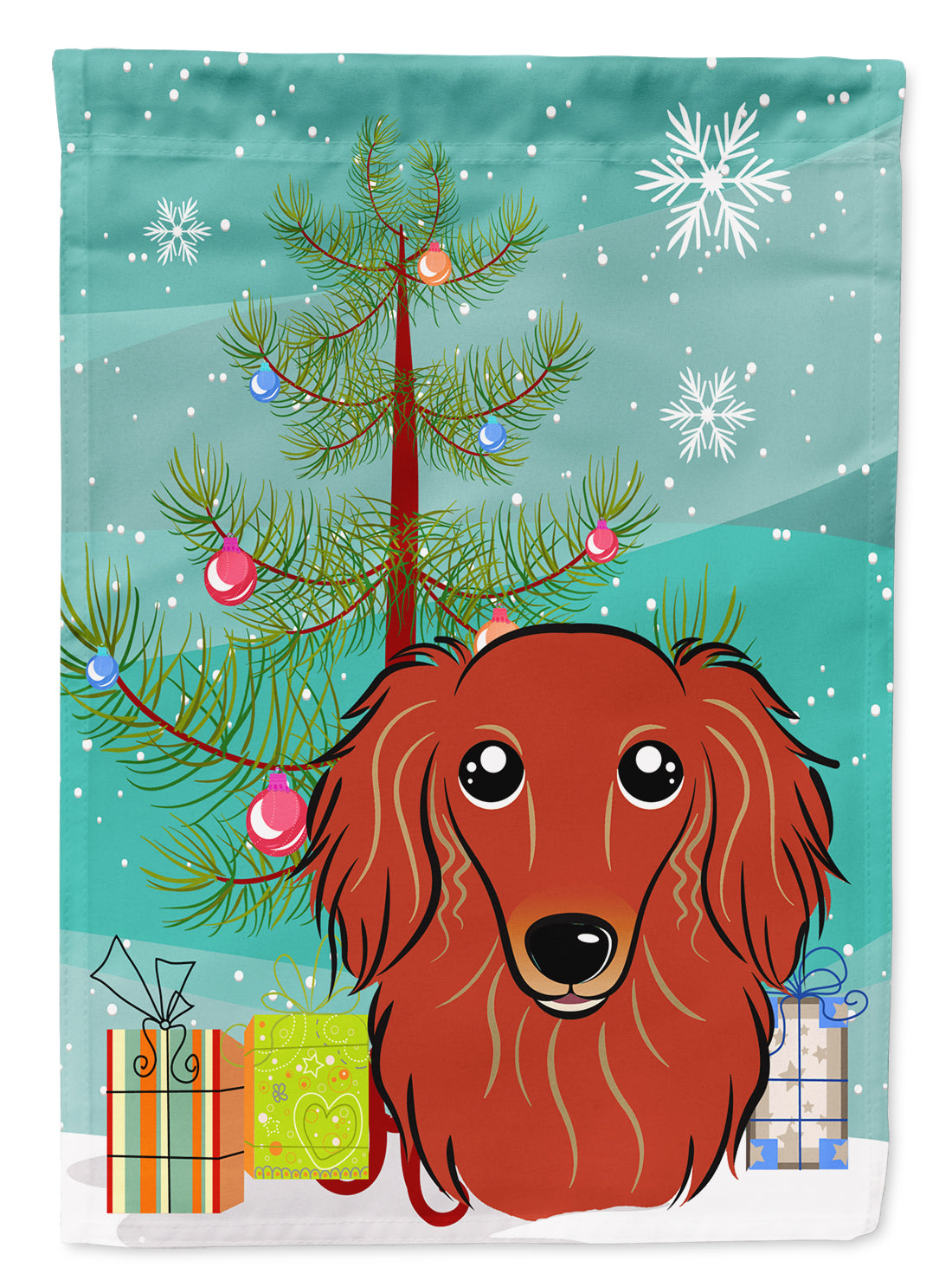 Christmas Tree and Longhair Red Dachshund Flag Garden Size BB1586GF.