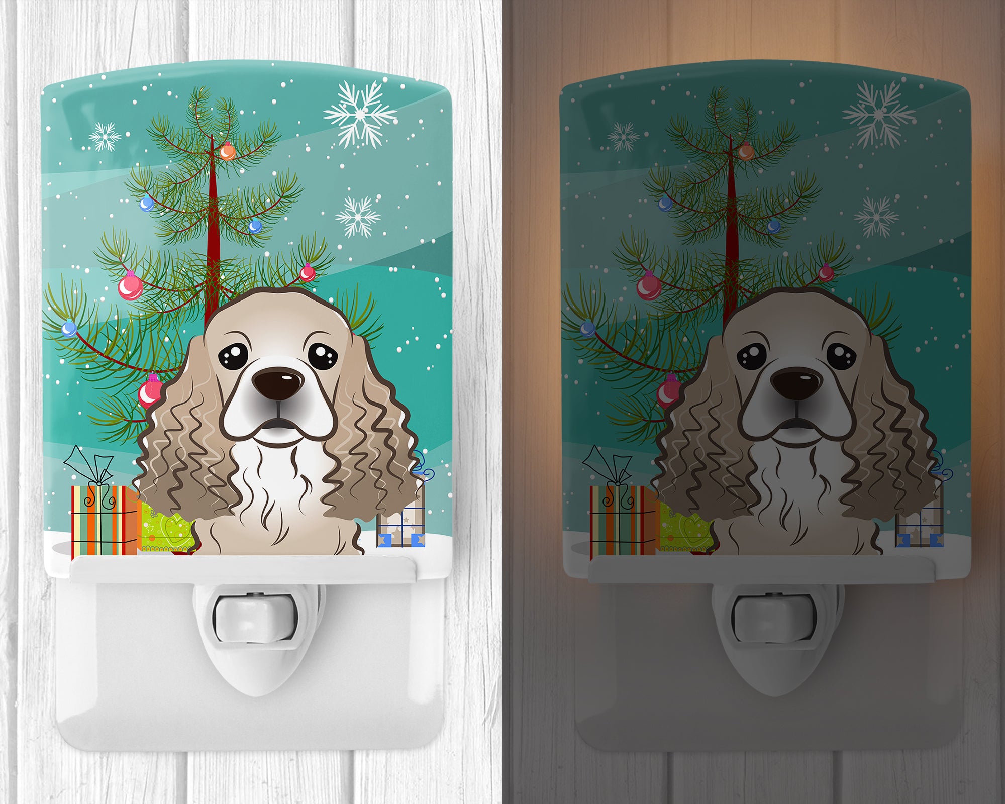 Christmas Tree and Cocker Spaniel Ceramic Night Light BB1588CNL - the-store.com