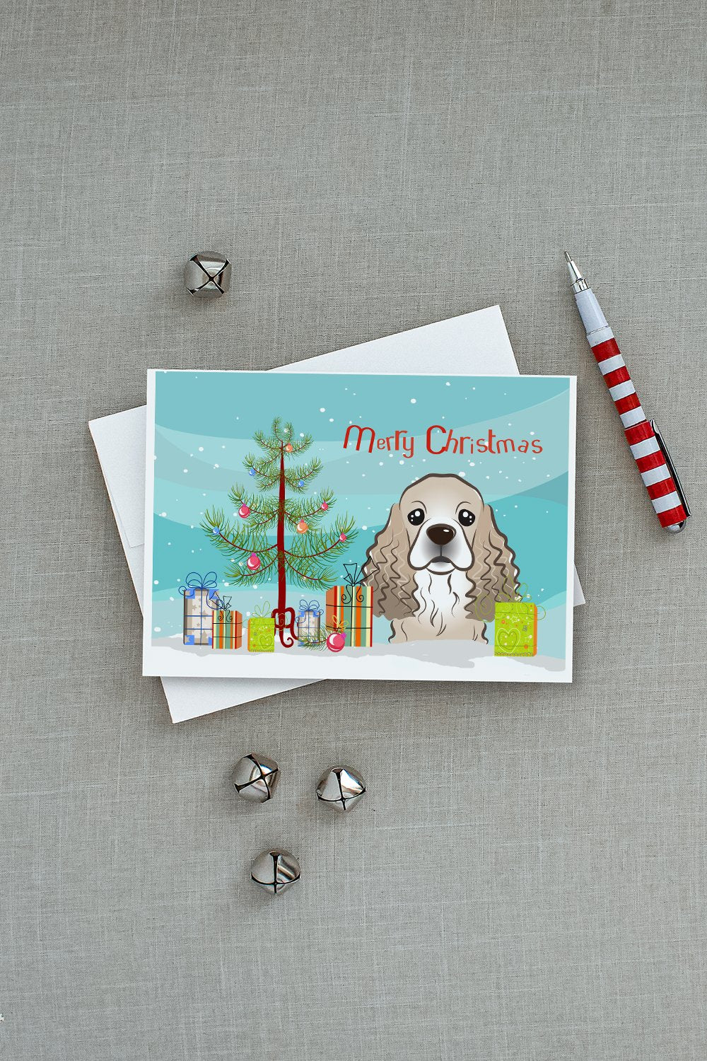 Christmas Tree and Cocker Spaniel Greeting Cards and Envelopes Pack of 8 - the-store.com