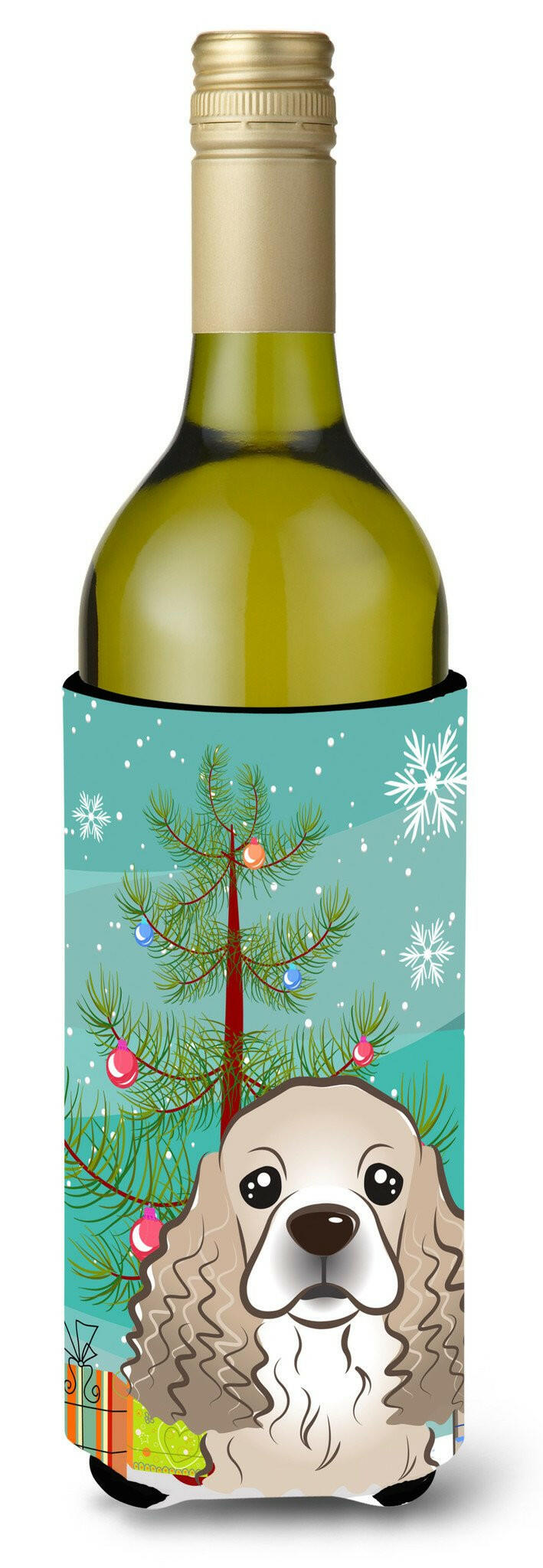 Christmas Tree and Cocker Spaniel Wine Bottle Beverage Insulator Hugger BB1588LITERK by Caroline's Treasures