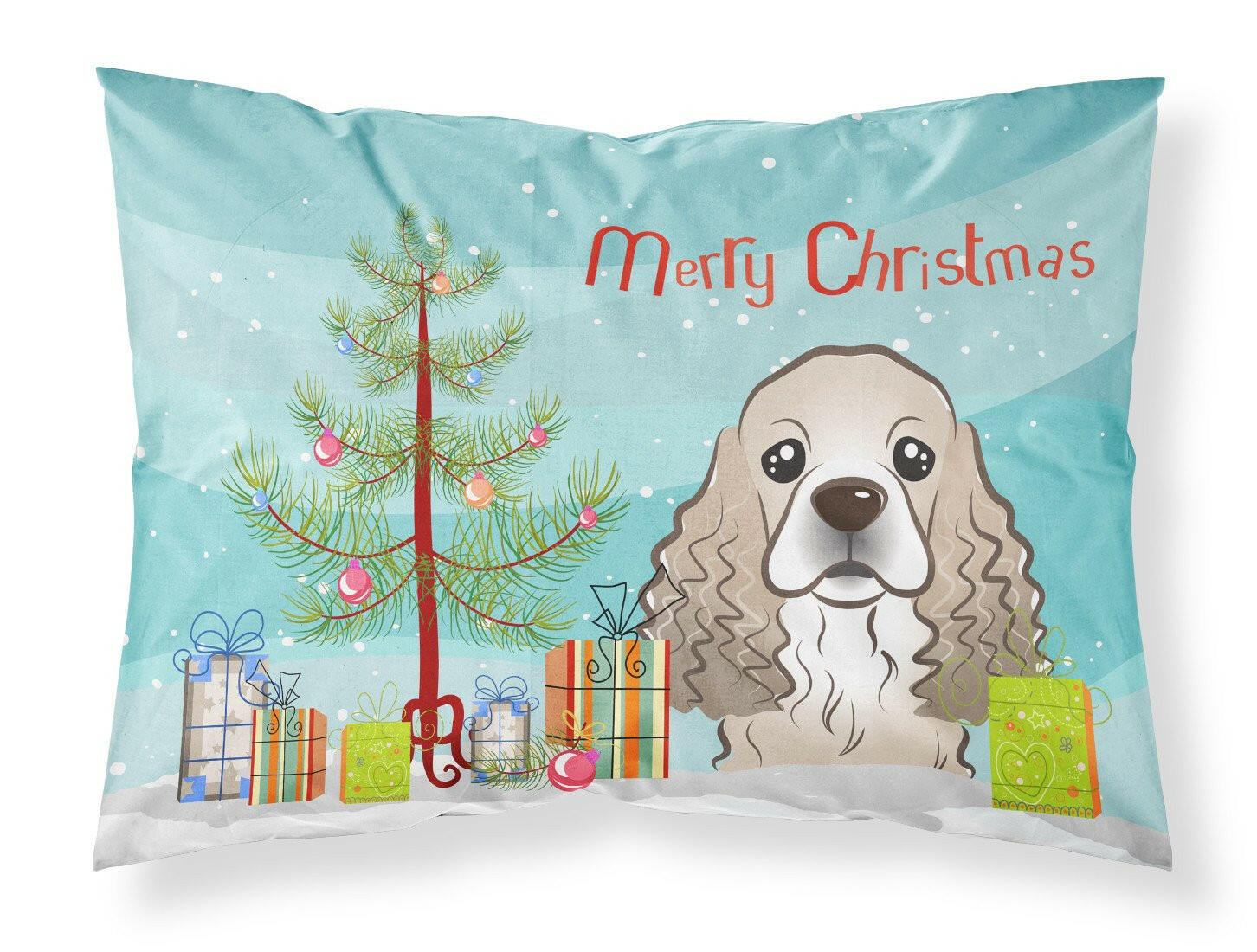 Christmas Tree and Cocker Spaniel Fabric Standard Pillowcase BB1588PILLOWCASE by Caroline's Treasures