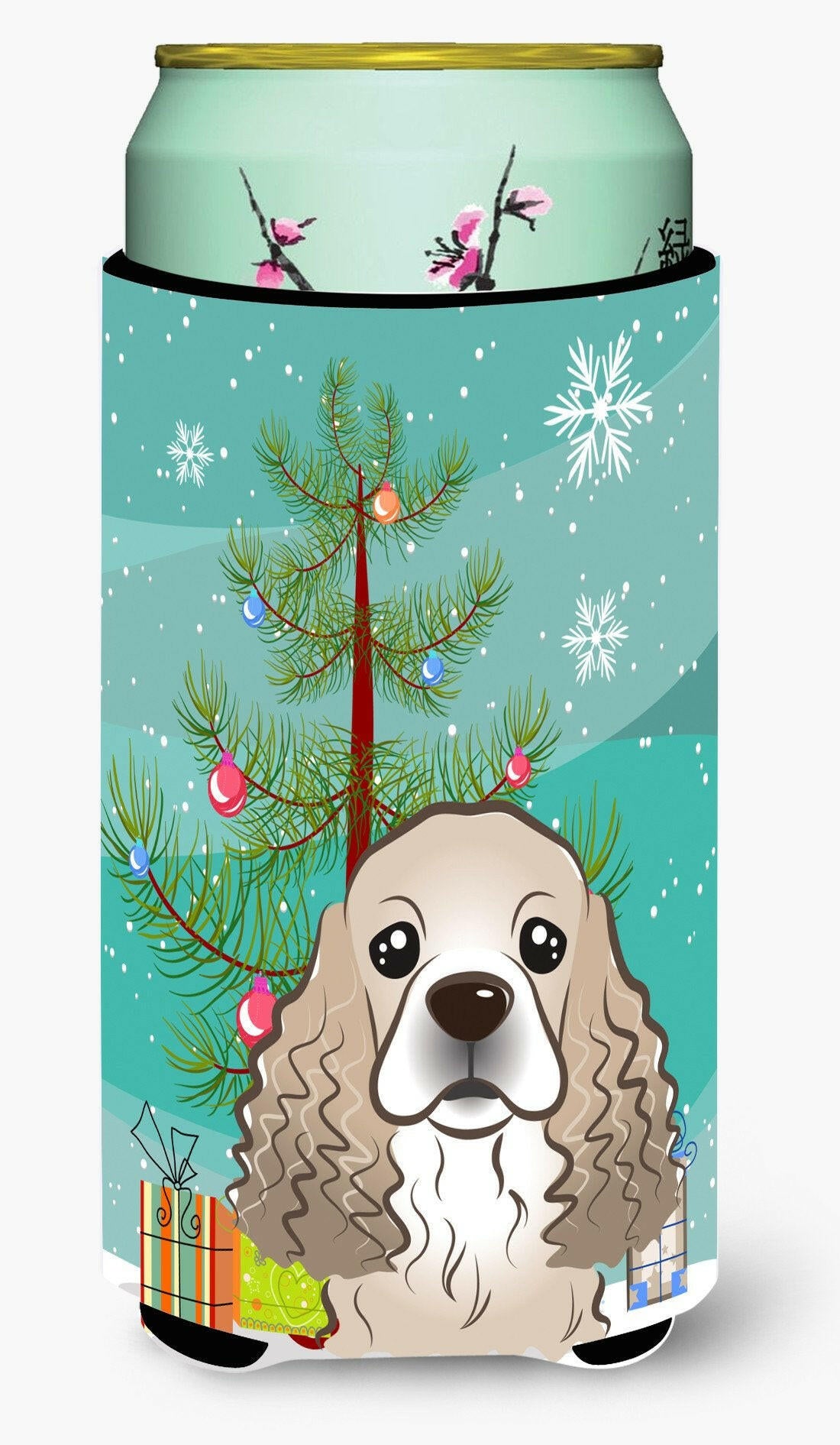 Christmas Tree and Cocker Spaniel Tall Boy Beverage Insulator Hugger BB1588TBC by Caroline's Treasures