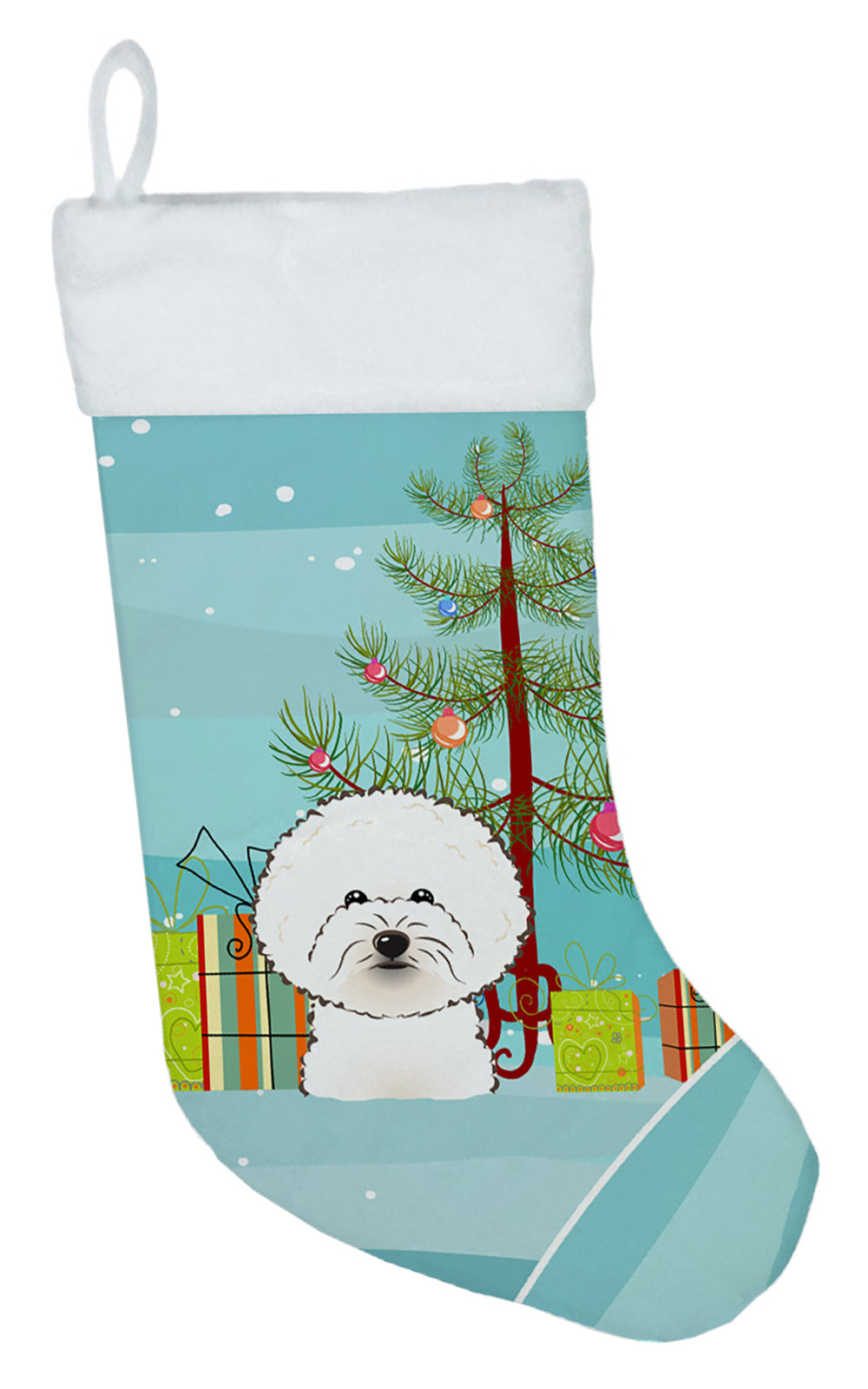 Christmas Tree and Bichon Frise Christmas Stocking BB1589CS  the-store.com.