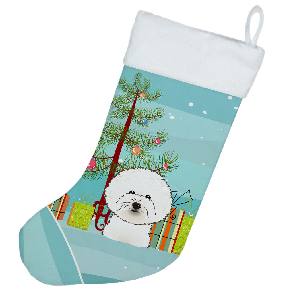 Christmas Tree and Bichon Frise Christmas Stocking BB1589CS  the-store.com.