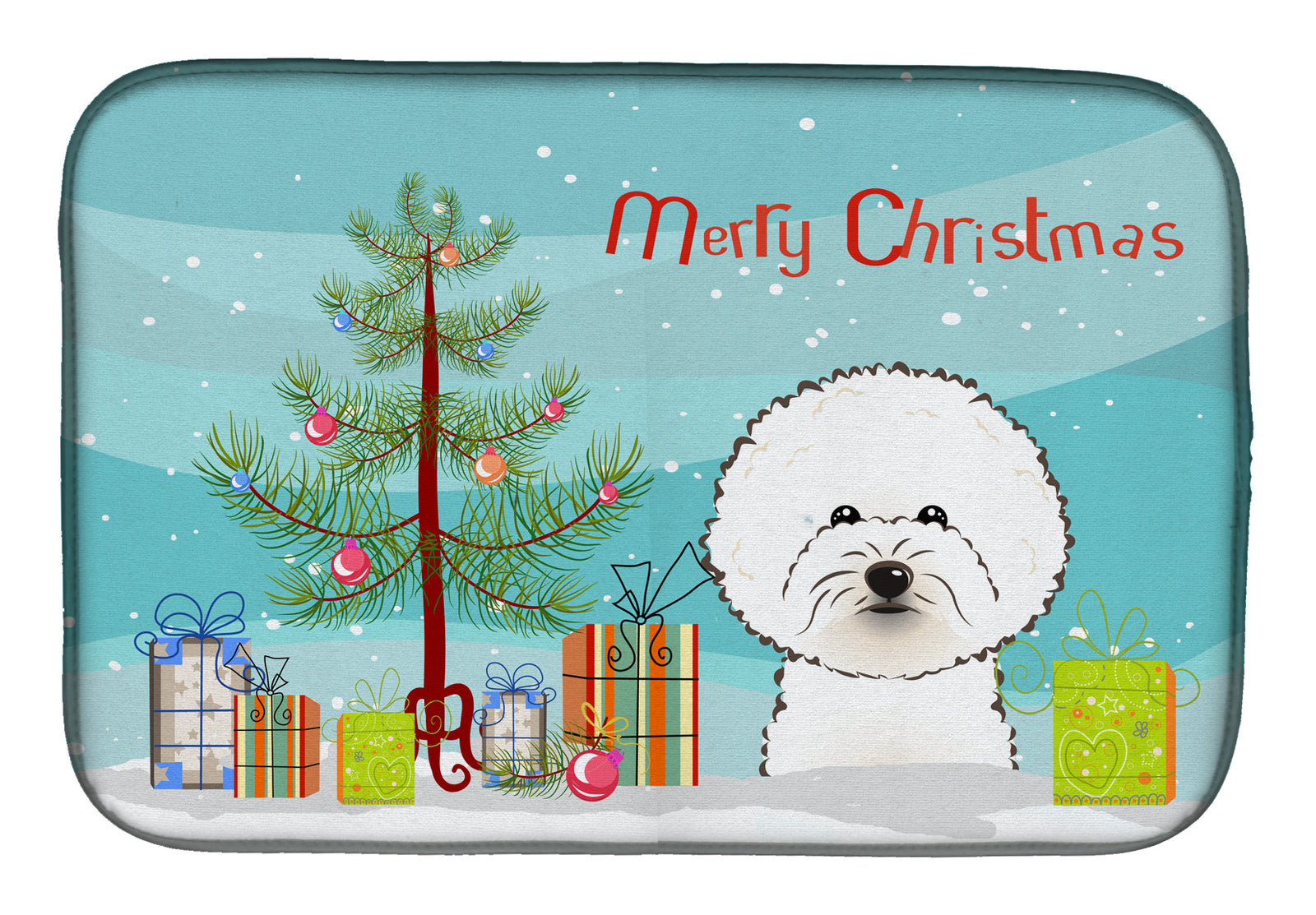 Christmas Tree and Bichon Frise Dish Drying Mat BB1589DDM  the-store.com.