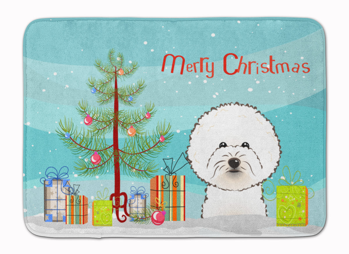 Christmas Tree and Bichon Frise Machine Washable Memory Foam Mat BB1589RUG - the-store.com