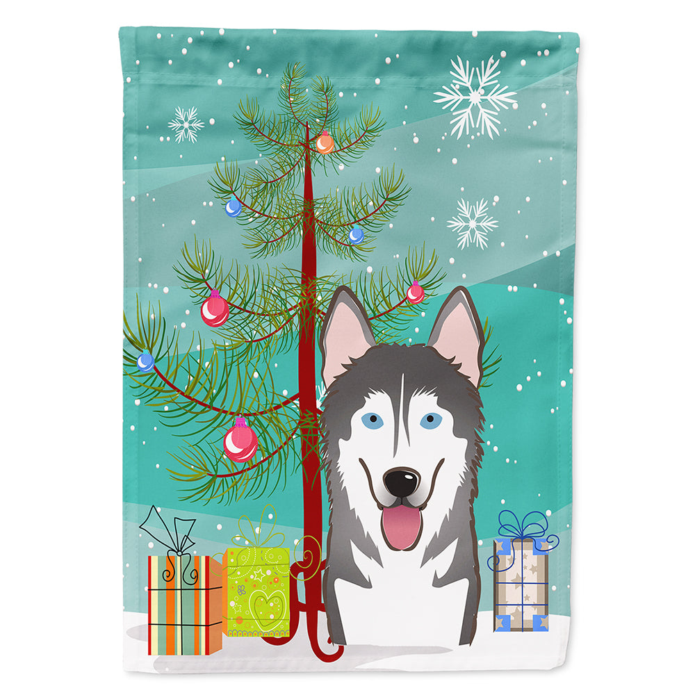 Christmas Tree and Alaskan Malamute Flag Canvas House Size BB1590CHF  the-store.com.