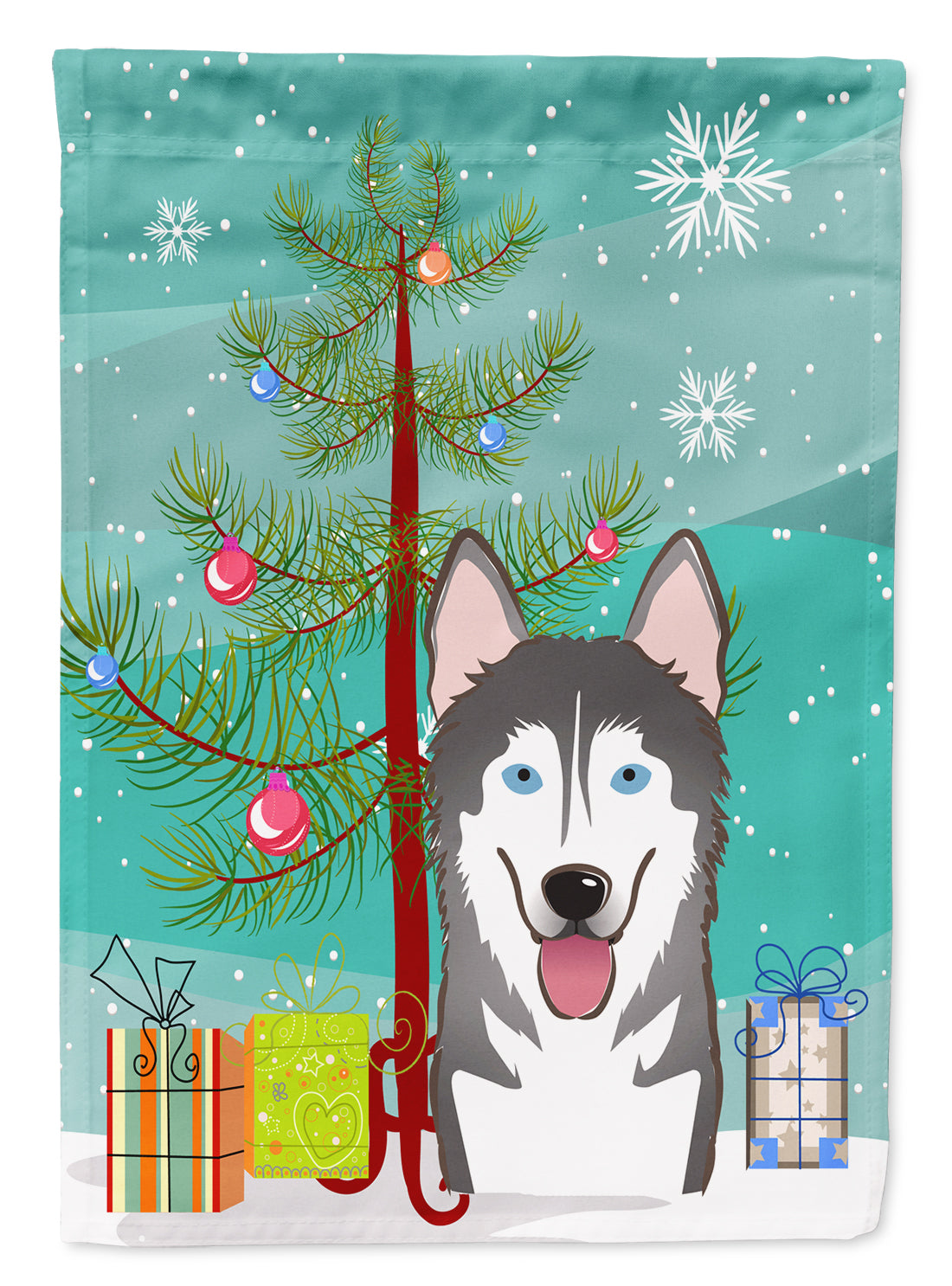 Christmas Tree and Alaskan Malamute Flag Garden Size BB1590GF.