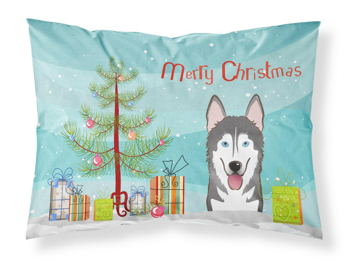 Christmas Tree and Alaskan Malamute Fabric Standard Pillowcase BB1590PILLOWCASE by Caroline's Treasures