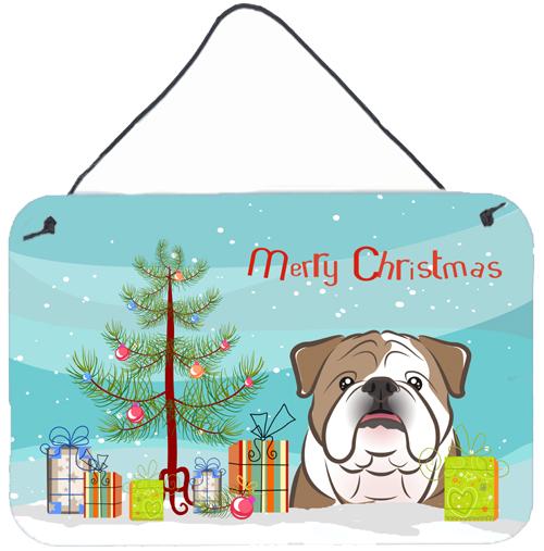 Christmas Tree and English Bulldog  Wall or Door Hanging Prints BB1591DS812 by Caroline&#39;s Treasures