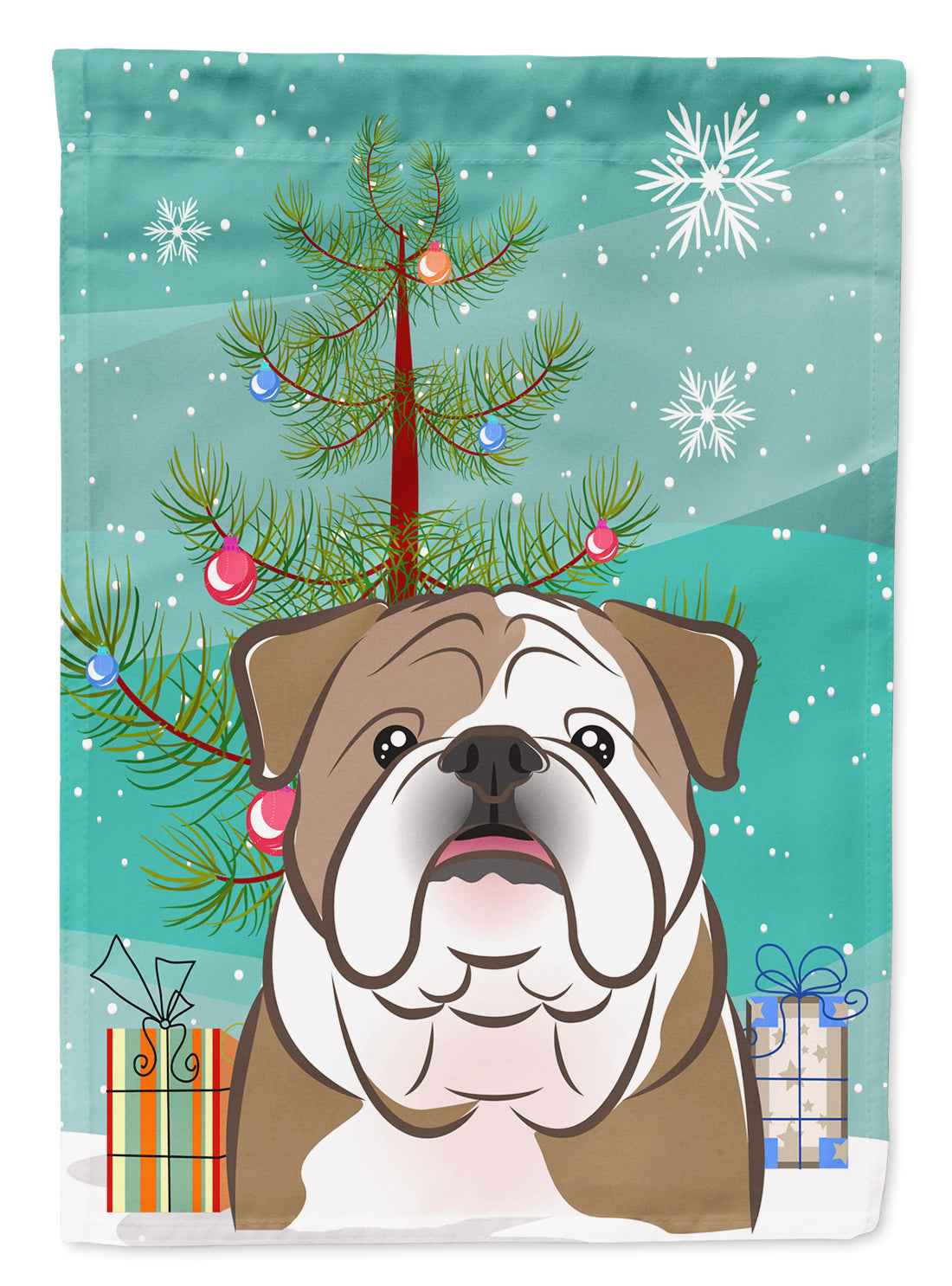 Christmas Tree and English Bulldog  Flag Garden Size BB1591GF.