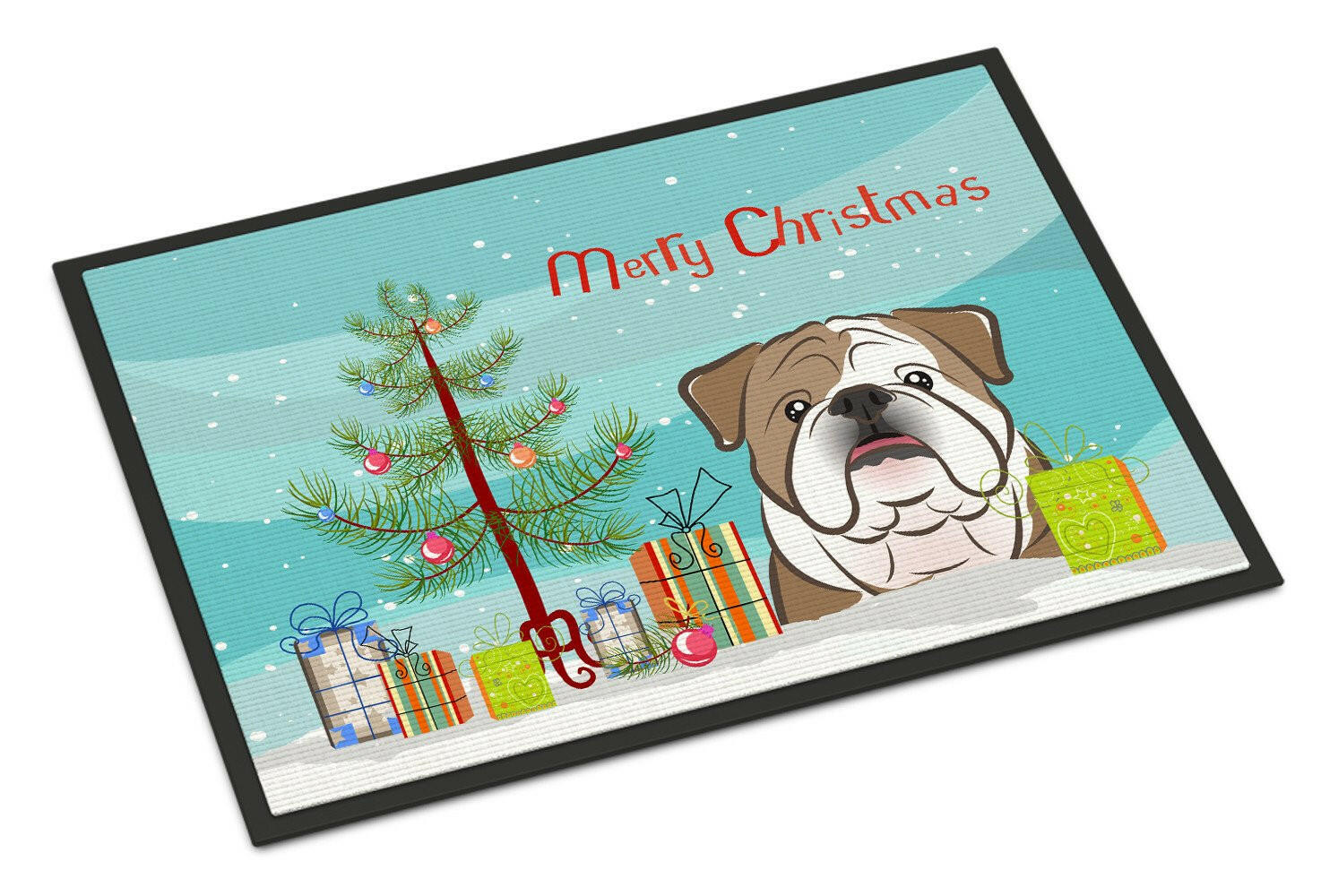 Christmas Tree and English Bulldog  Indoor or Outdoor Mat 24x36 BB1591JMAT - the-store.com