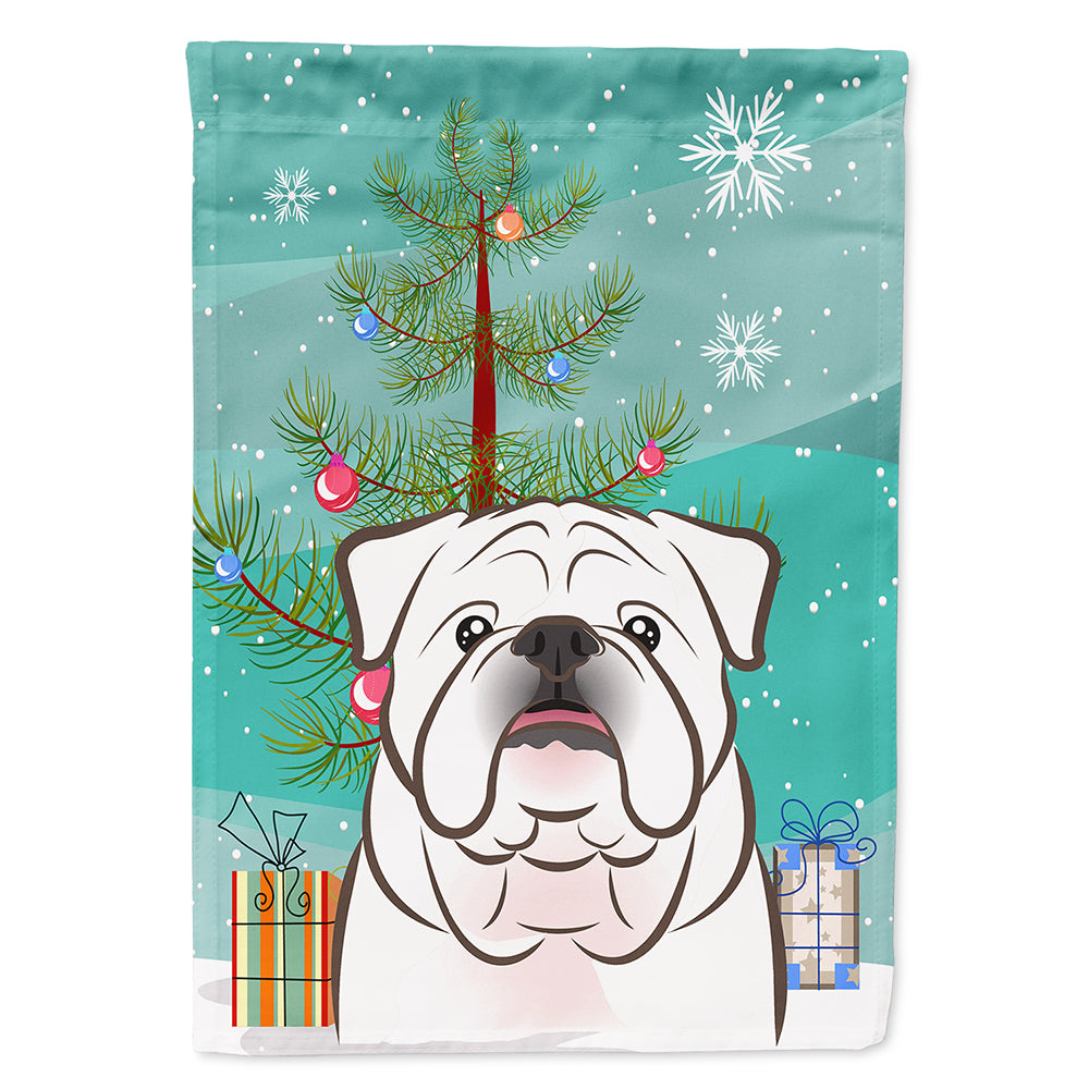 Christmas Tree and White English Bulldog  Flag Canvas House Size BB1592CHF  the-store.com.