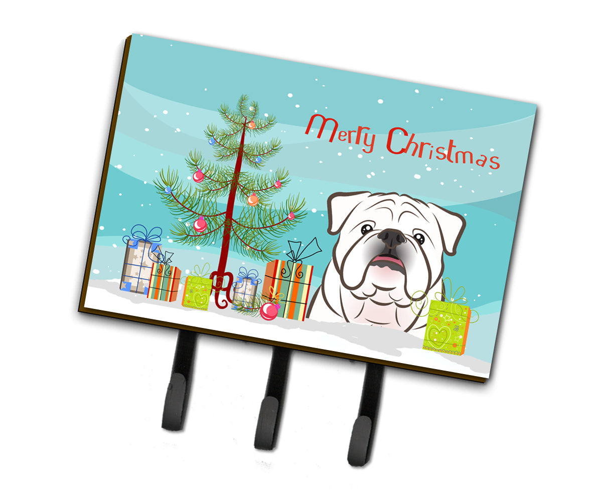 Christmas Tree and White English Bulldog  Leash or Key Holder BB1592TH68  the-store.com.