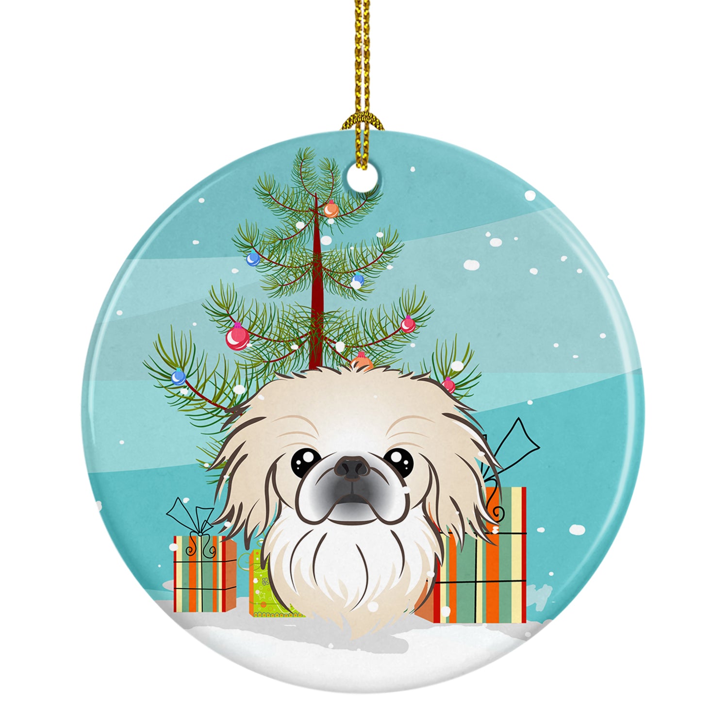 Christmas Tree and Pekingese Ceramic Ornament BB1593CO1 - the-store.com