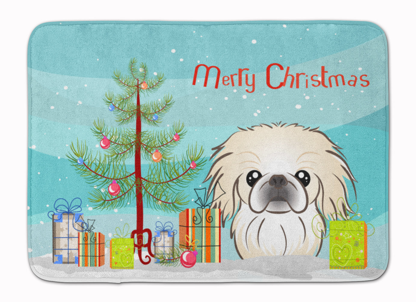 Christmas Tree and Pekingese Machine Washable Memory Foam Mat BB1593RUG - the-store.com