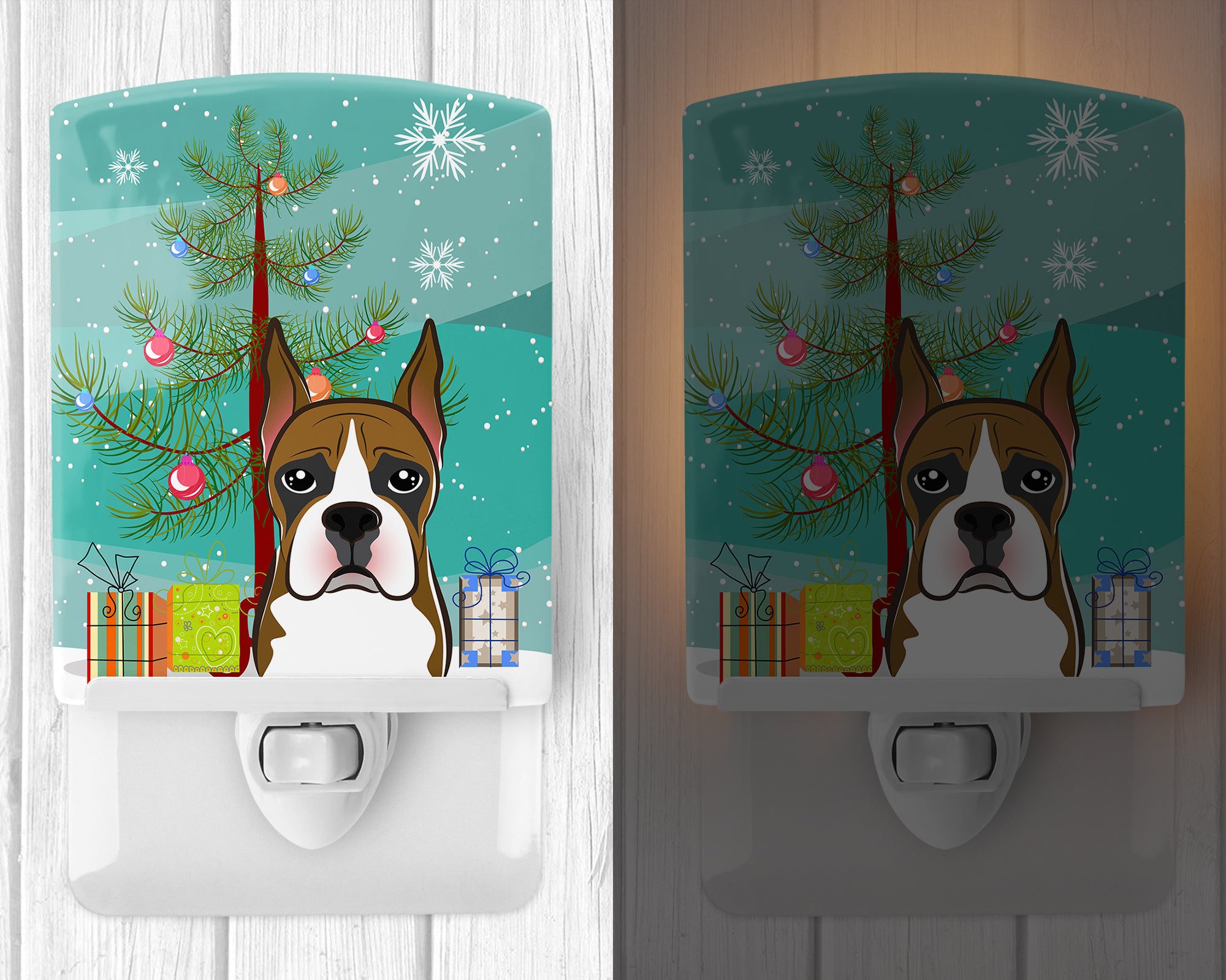 Christmas Tree and Boxer Ceramic Night Light BB1595CNL - the-store.com