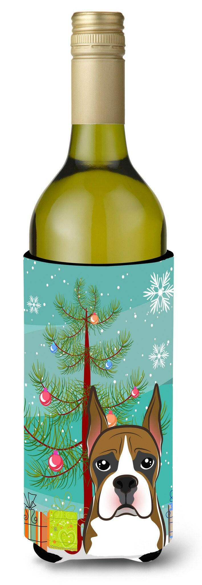 Christmas Tree and Boxer Wine Bottle Beverage Insulator Hugger BB1595LITERK by Caroline&#39;s Treasures