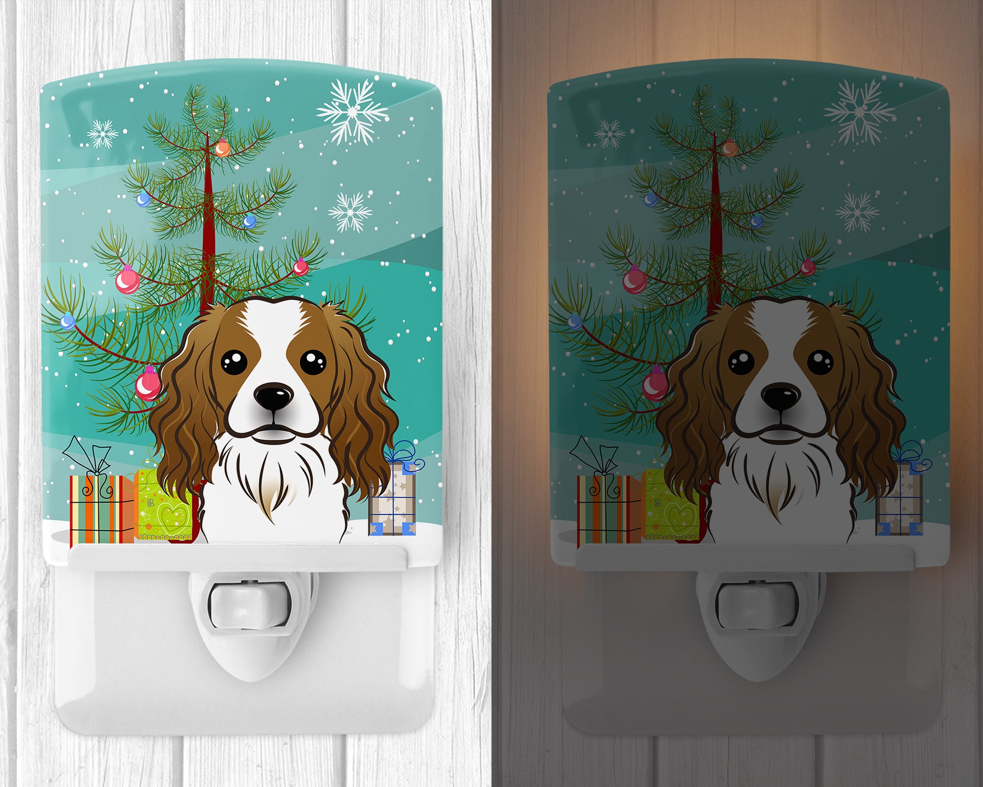 Christmas Tree and Cavalier Spaniel Ceramic Night Light BB1596CNL - the-store.com