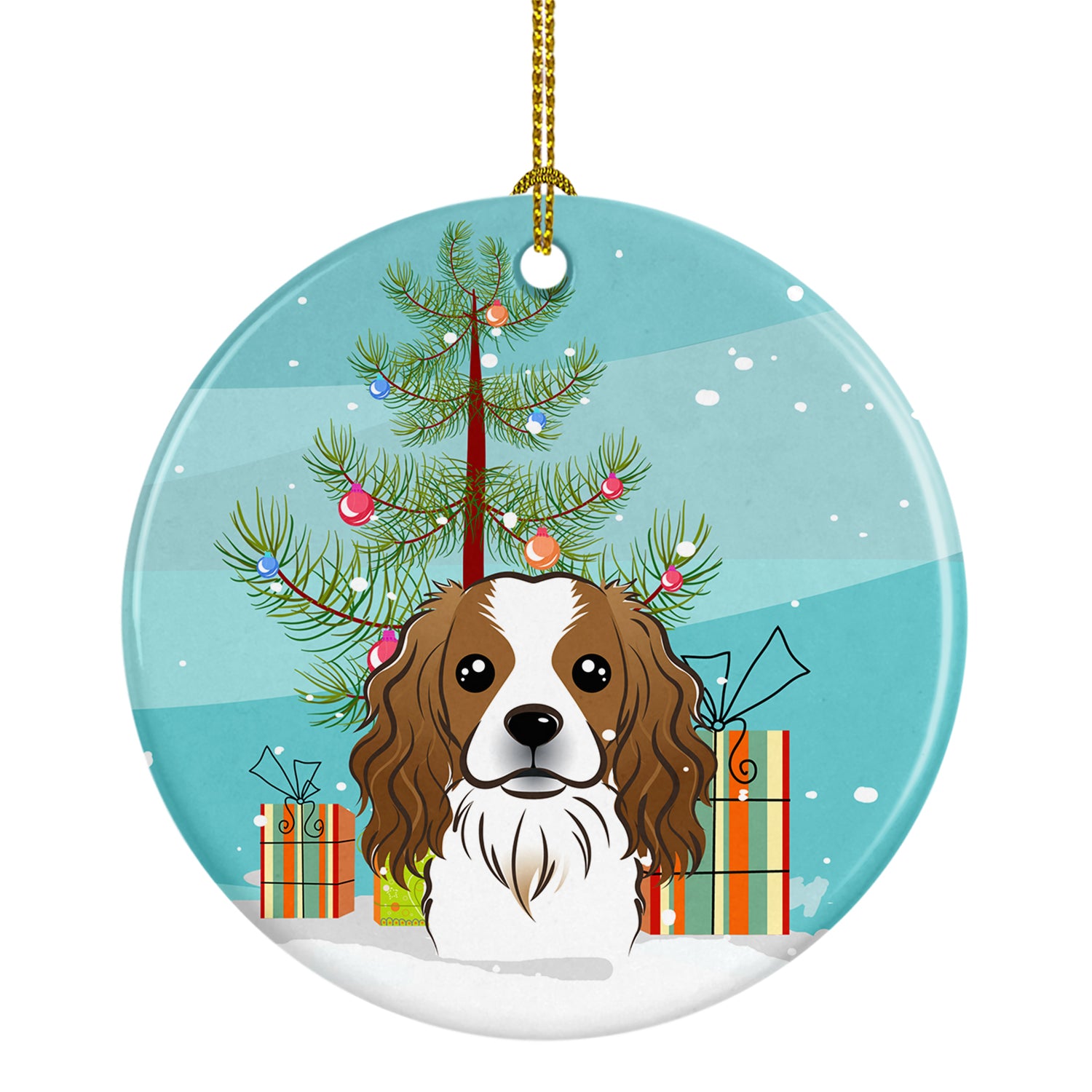 Christmas Tree and Cavalier Spaniel Ceramic Ornament BB1596CO1 - the-store.com