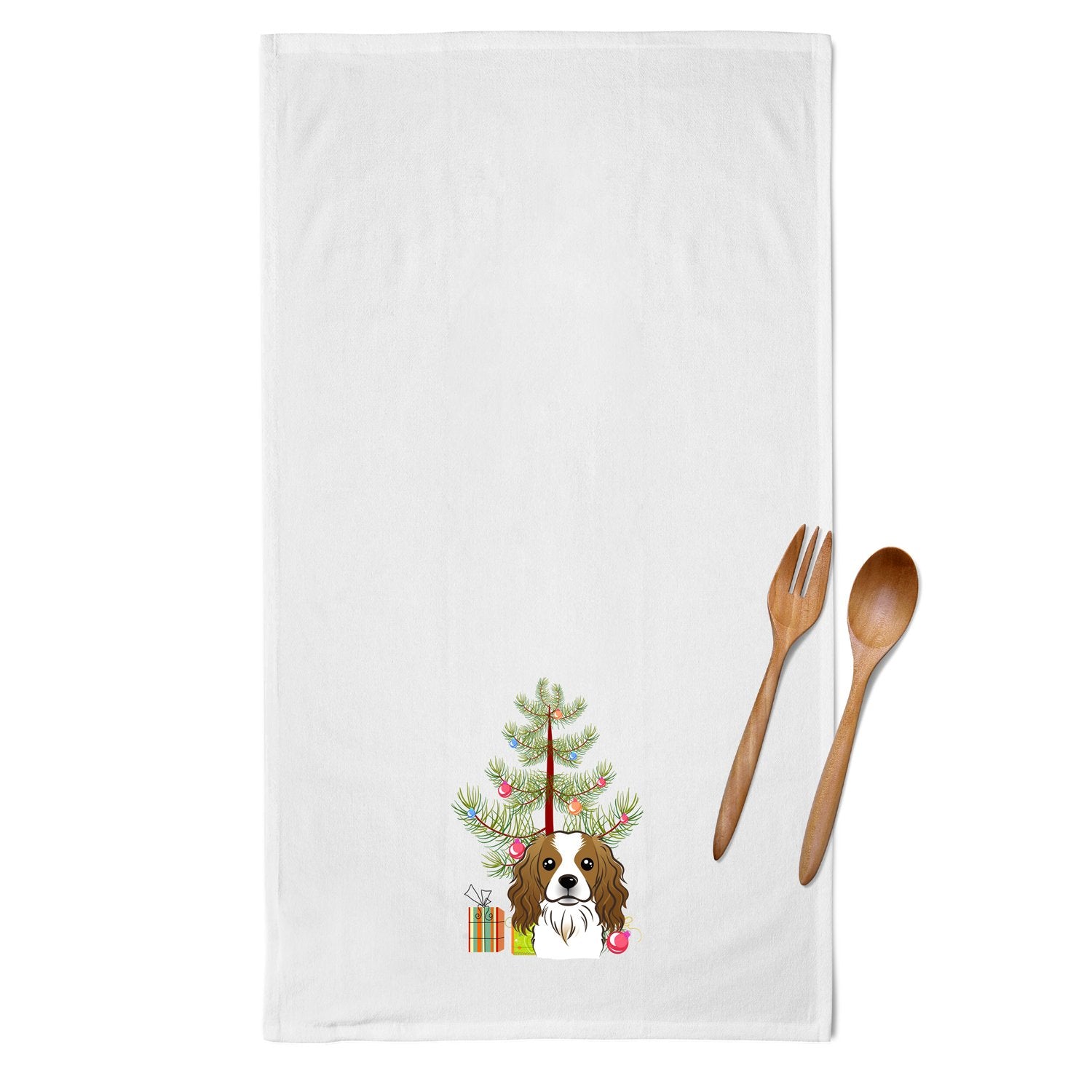 Christmas Tree and Cavalier Spaniel White Kitchen Towel Set of 2 BB1596WTKT by Caroline's Treasures