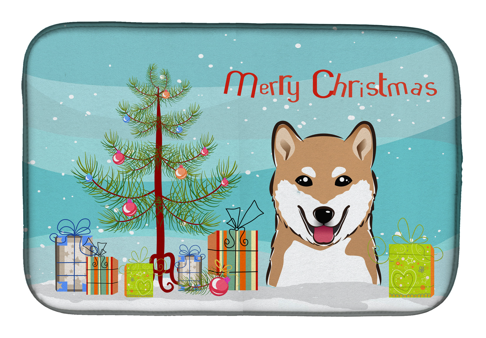 Christmas Tree and Shiba Inu Dish Drying Mat BB1597DDM  the-store.com.