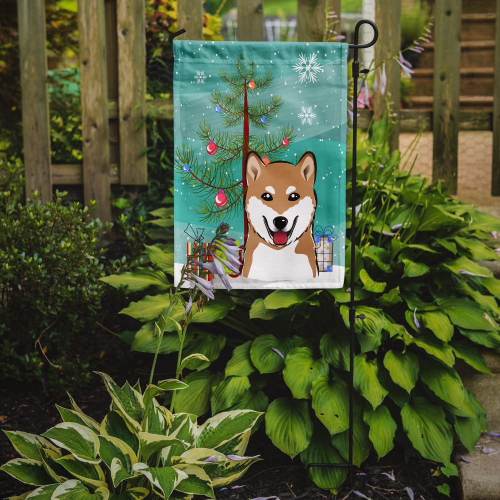 Christmas Tree and Shiba Inu Flag Garden Size BB1597GF.